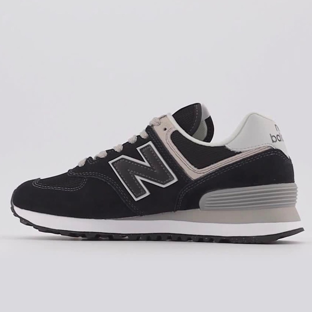 New Balance 574 Core Black White Men 13 Suede Mesh Sneakers